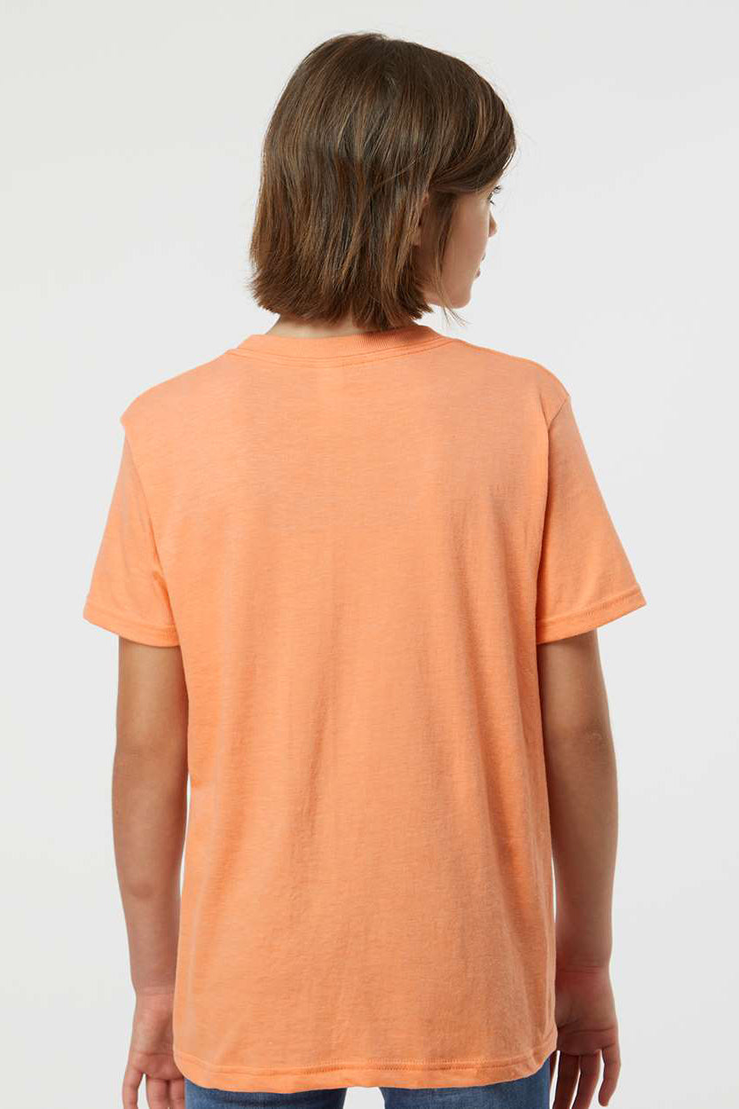 Tultex 235 Youth Fine Jersey Short Sleeve Crewneck T-Shirt Heather Cantaloupe Orange Model Back