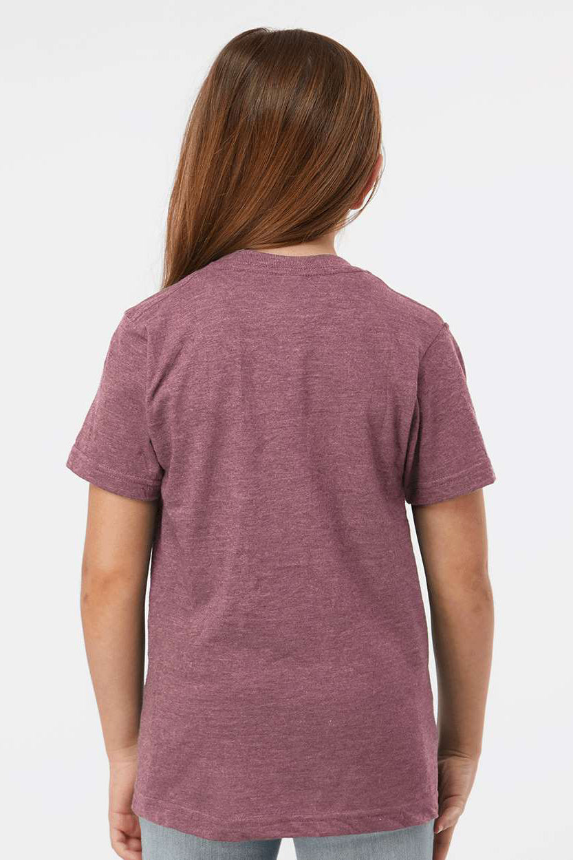 Tultex 235 Youth Fine Jersey Short Sleeve Crewneck T-Shirt Heather Cassis Pink Model Back