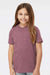 Tultex 235 Youth Fine Jersey Short Sleeve Crewneck T-Shirt Heather Cassis Pink Model Front