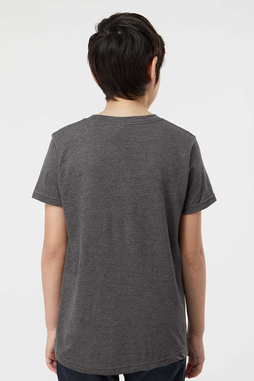 Tultex 235 Youth Fine Jersey Short Sleeve Crewneck T-Shirt Heather Charcoal Grey Model Back