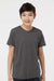 Tultex 235 Youth Fine Jersey Short Sleeve Crewneck T-Shirt Heather Charcoal Grey Model Front