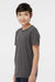 Tultex 235 Youth Fine Jersey Short Sleeve Crewneck T-Shirt Heather Charcoal Grey Model Side