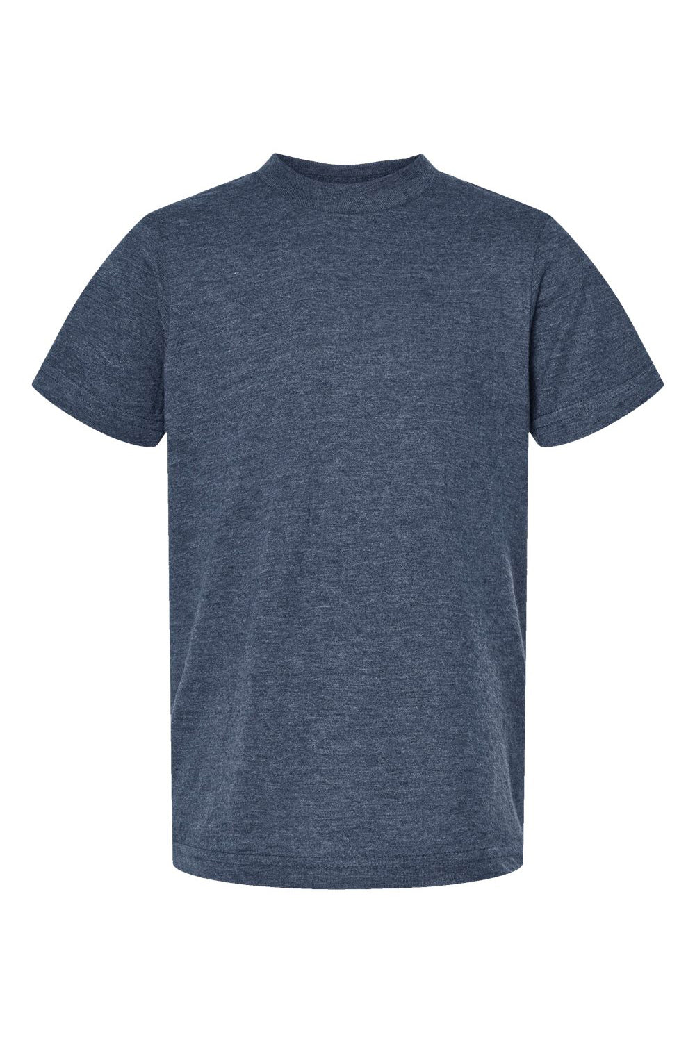 Tultex 235 Youth Fine Jersey Short Sleeve Crewneck T-Shirt Heather Denim Blue Flat Front