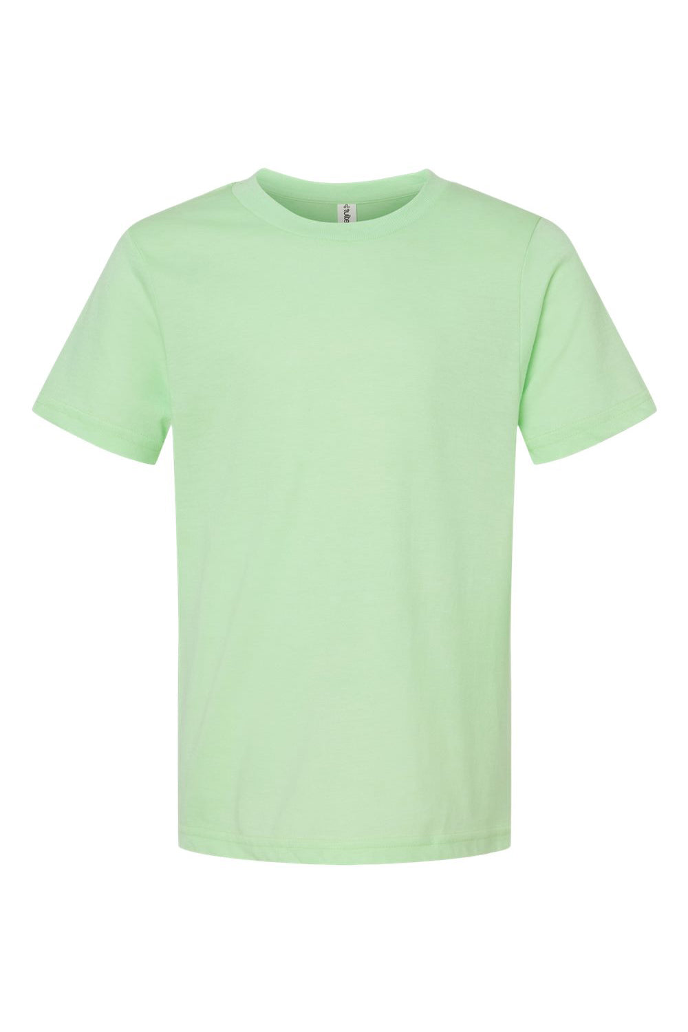 Tultex 235 Youth Fine Jersey Short Sleeve Crewneck T-Shirt Heather Neo Mint Green Flat Front
