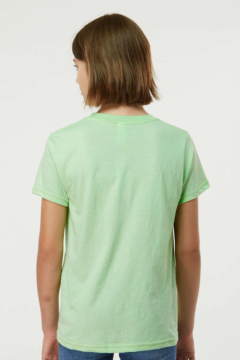 Tultex 235 Youth Fine Jersey Short Sleeve Crewneck T-Shirt Heather Neo Mint Green Model Back