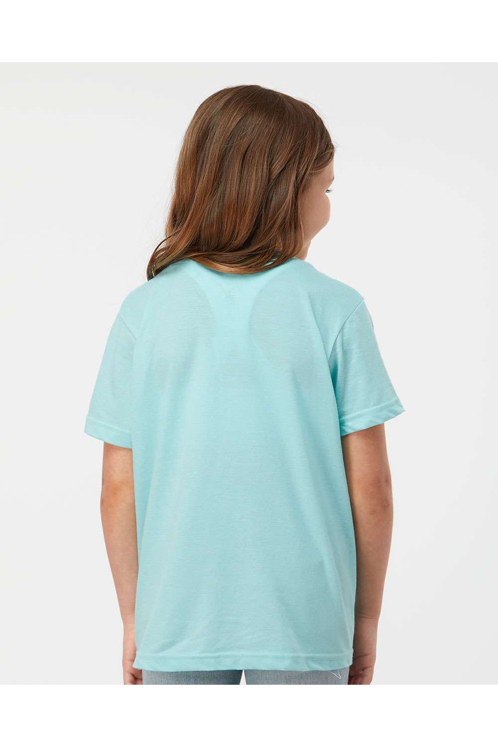 Tultex 235 Youth Fine Jersey Short Sleeve Crewneck T-Shirt Heather Purist Blue Model Back