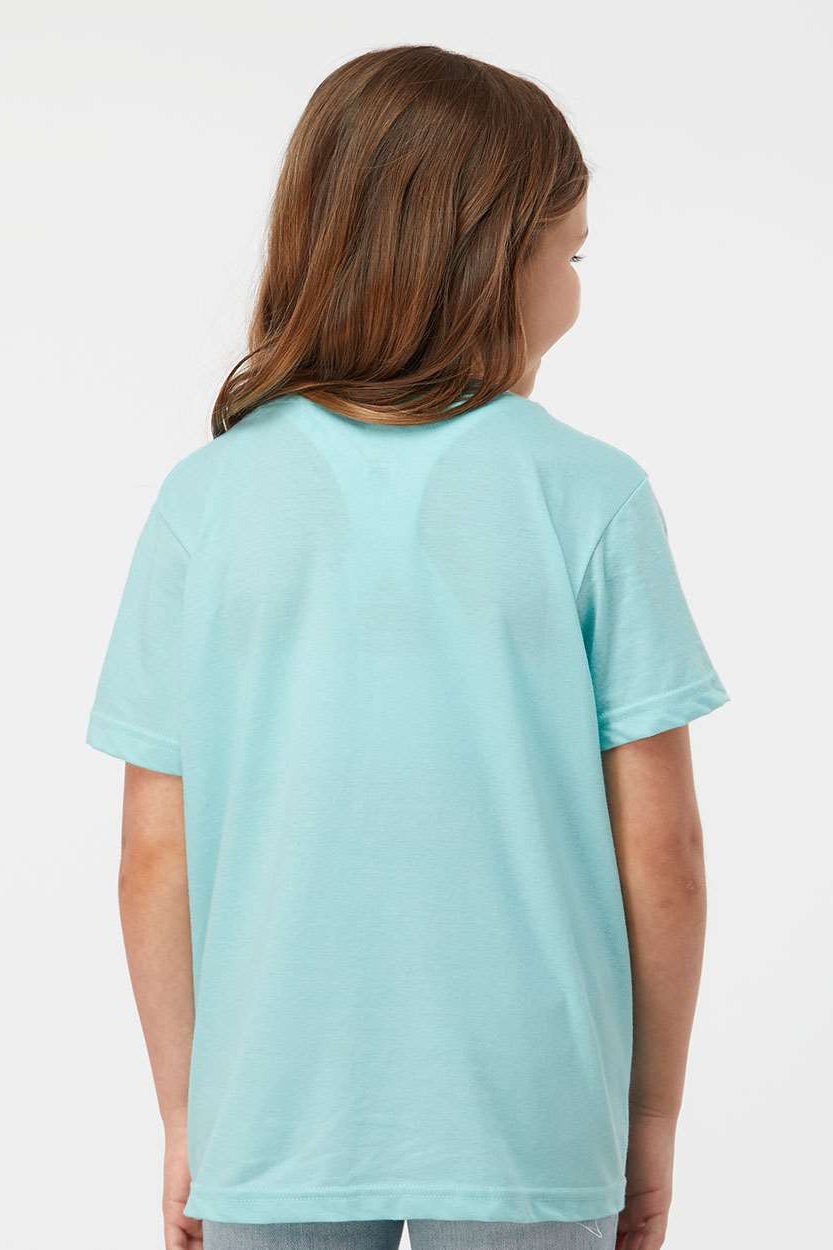 Tultex 235 Youth Fine Jersey Short Sleeve Crewneck T-Shirt Heather Purist Blue Model Back