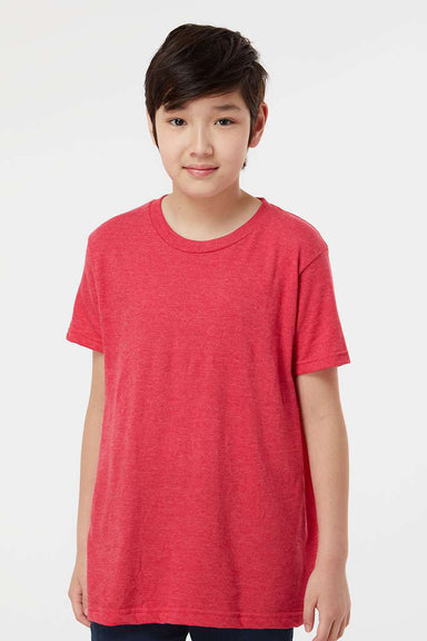 Tultex 235 Youth Fine Jersey Short Sleeve Crewneck T-Shirt Heather Red Model Front