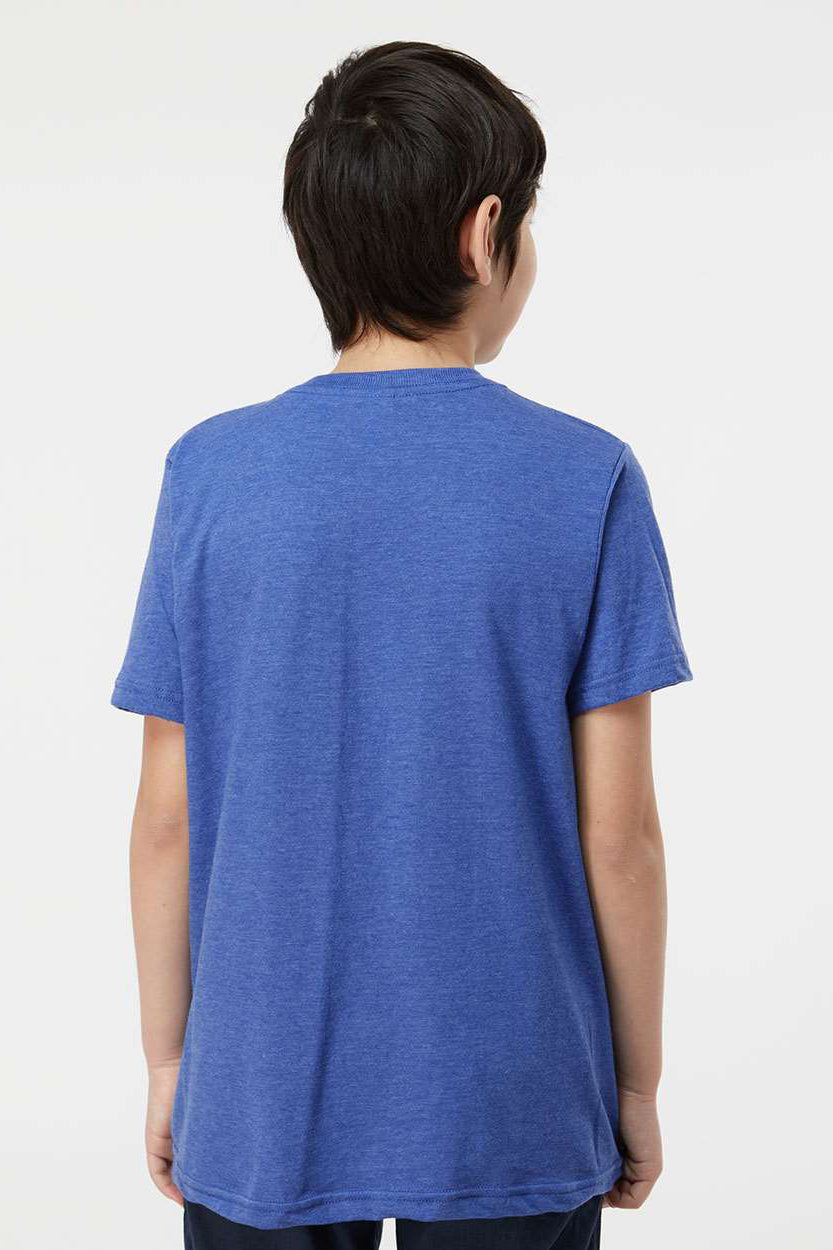 Tultex 235 Youth Fine Jersey Short Sleeve Crewneck T-Shirt Heather Royal Blue Model Back