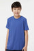 Tultex 235 Youth Fine Jersey Short Sleeve Crewneck T-Shirt Heather Royal Blue Model Front