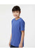 Tultex 235 Youth Fine Jersey Short Sleeve Crewneck T-Shirt Heather Royal Blue Model Side
