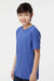 Tultex 235 Youth Fine Jersey Short Sleeve Crewneck T-Shirt Heather Royal Blue Model Side