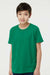 Tultex 235 Youth Fine Jersey Short Sleeve Crewneck T-Shirt Kelly Green Model Front
