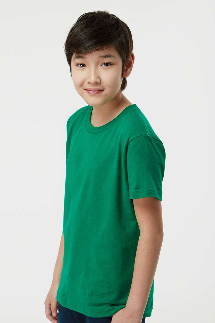 Tultex 235 Youth Fine Jersey Short Sleeve Crewneck T-Shirt Kelly Green Model Side