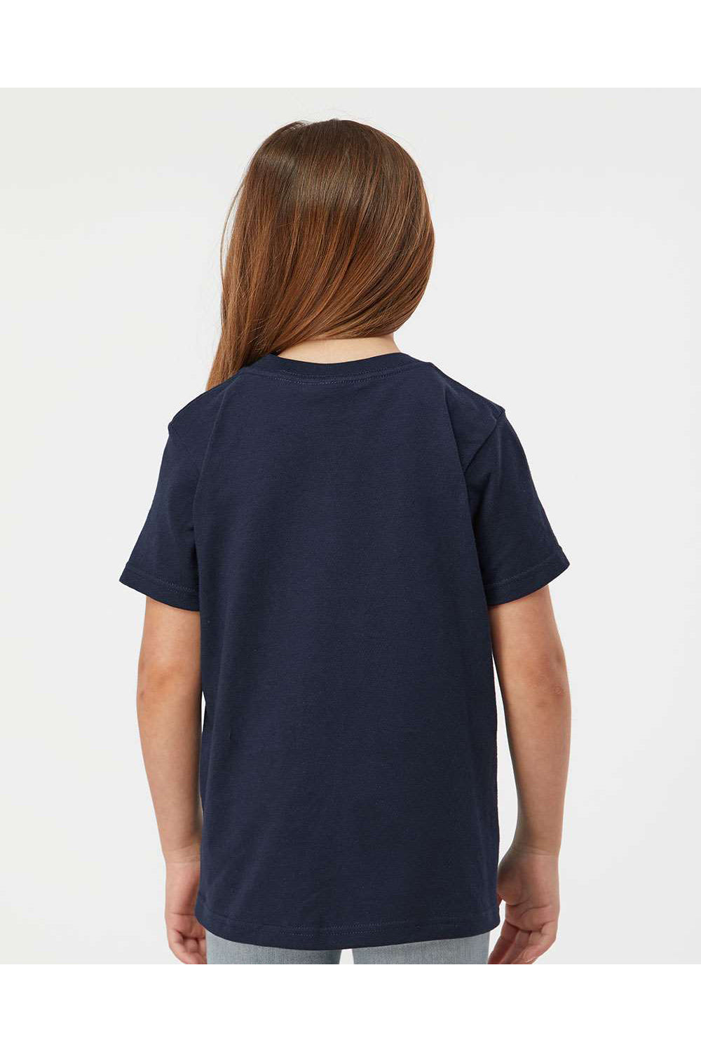 Tultex 235 Youth Fine Jersey Short Sleeve Crewneck T-Shirt Navy Blue Model Back