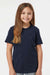 Tultex 235 Youth Fine Jersey Short Sleeve Crewneck T-Shirt Navy Blue Model Front