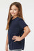Tultex 235 Youth Fine Jersey Short Sleeve Crewneck T-Shirt Navy Blue Model Side
