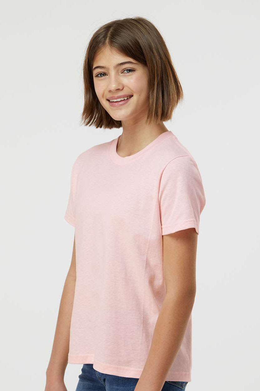 Tultex 235 Youth Fine Jersey Short Sleeve Crewneck T-Shirt Pink Model Side