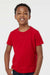 Tultex 235 Youth Fine Jersey Short Sleeve Crewneck T-Shirt Red Model Front