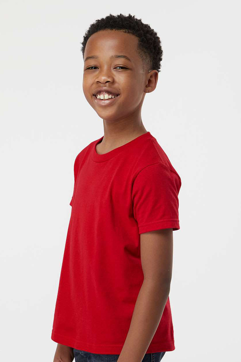 Tultex 235 Youth Fine Jersey Short Sleeve Crewneck T-Shirt Red Model Side