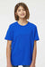 Tultex 235 Youth Fine Jersey Short Sleeve Crewneck T-Shirt Royal Blue Model Front