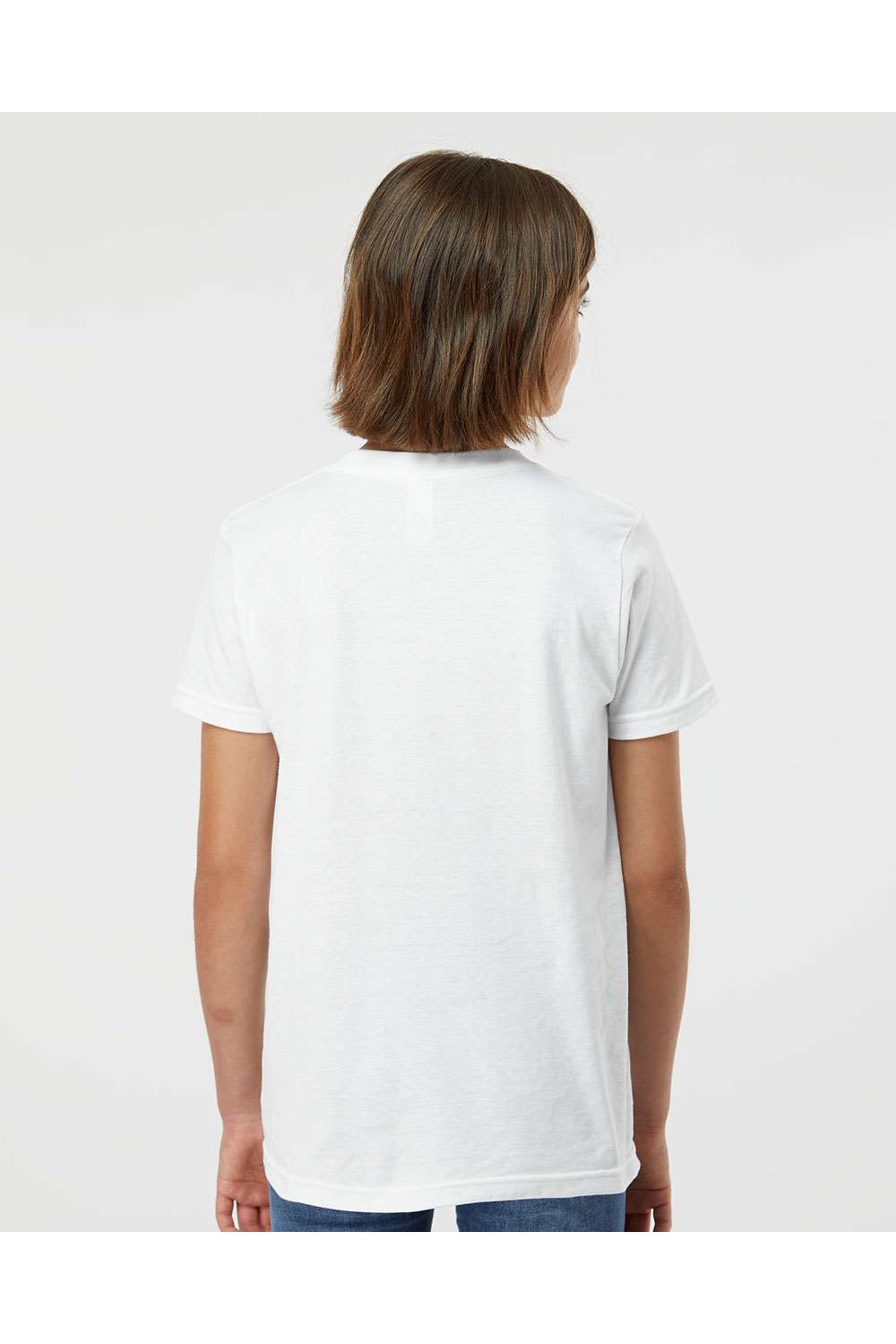 Tultex 235 Youth Fine Jersey Short Sleeve Crewneck T-Shirt White Model Back