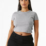 Bella + Canvas Womens Micro Ribbed Short Sleeve Crewneck Baby T-Shirt - Heather Grey