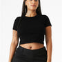 Bella + Canvas Womens Micro Ribbed Short Sleeve Crewneck Baby T-Shirt - Black