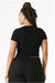 Bella + Canvas 1010BE Womens Micro Ribbed Short Sleeve Crewneck Baby T-Shirt Black Model Back