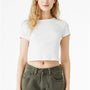 Bella + Canvas Womens Micro Ribbed Short Sleeve Crewneck Baby T-Shirt - White