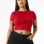 Bella + Canvas Womens Micro Ribbed Short Sleeve Crewneck Baby T-Shirt - Red