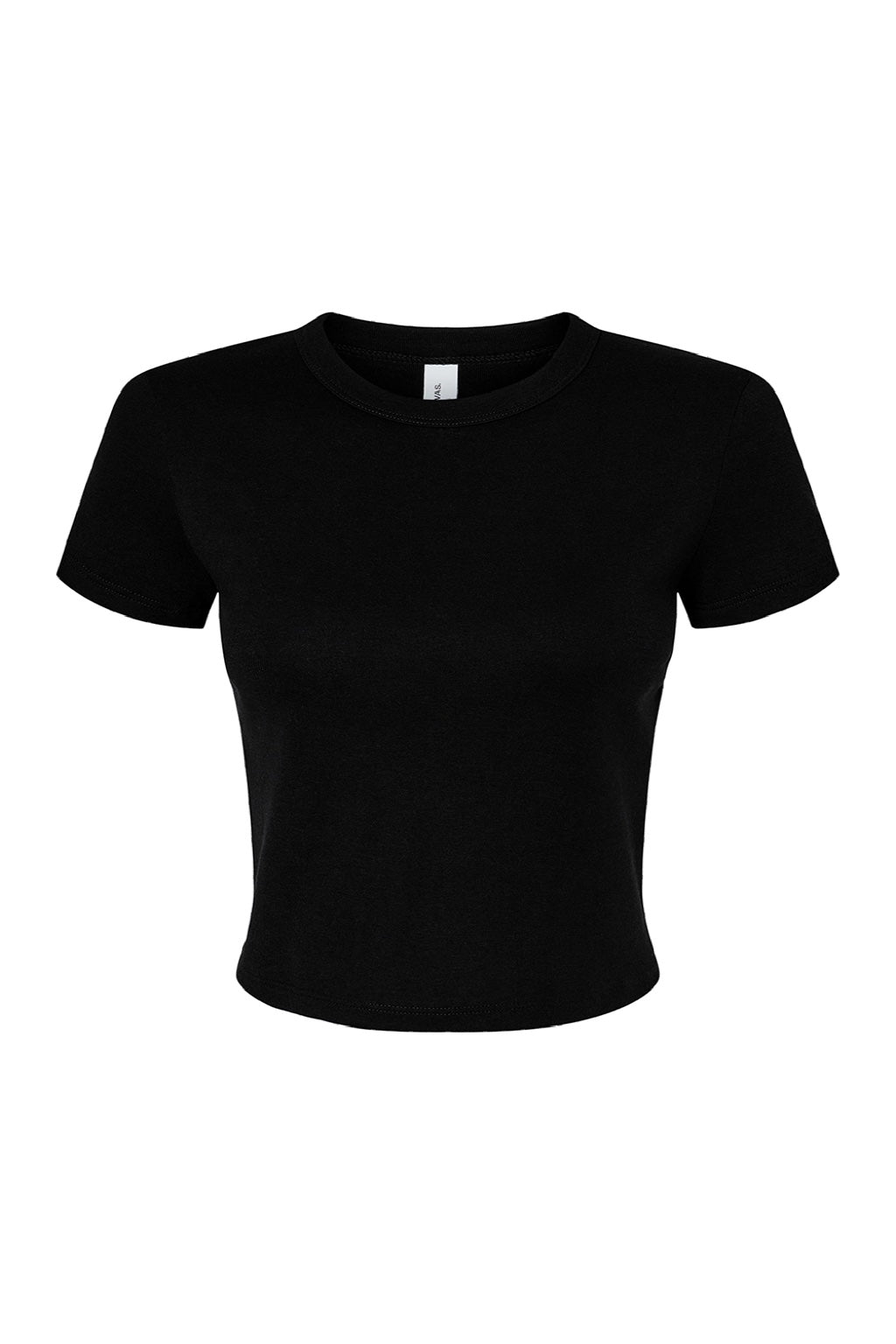 Bella + Canvas BC1010/1010 Womens Micro Ribbed Short Sleeve Crewneck Baby T-Shirt Black Flat Front