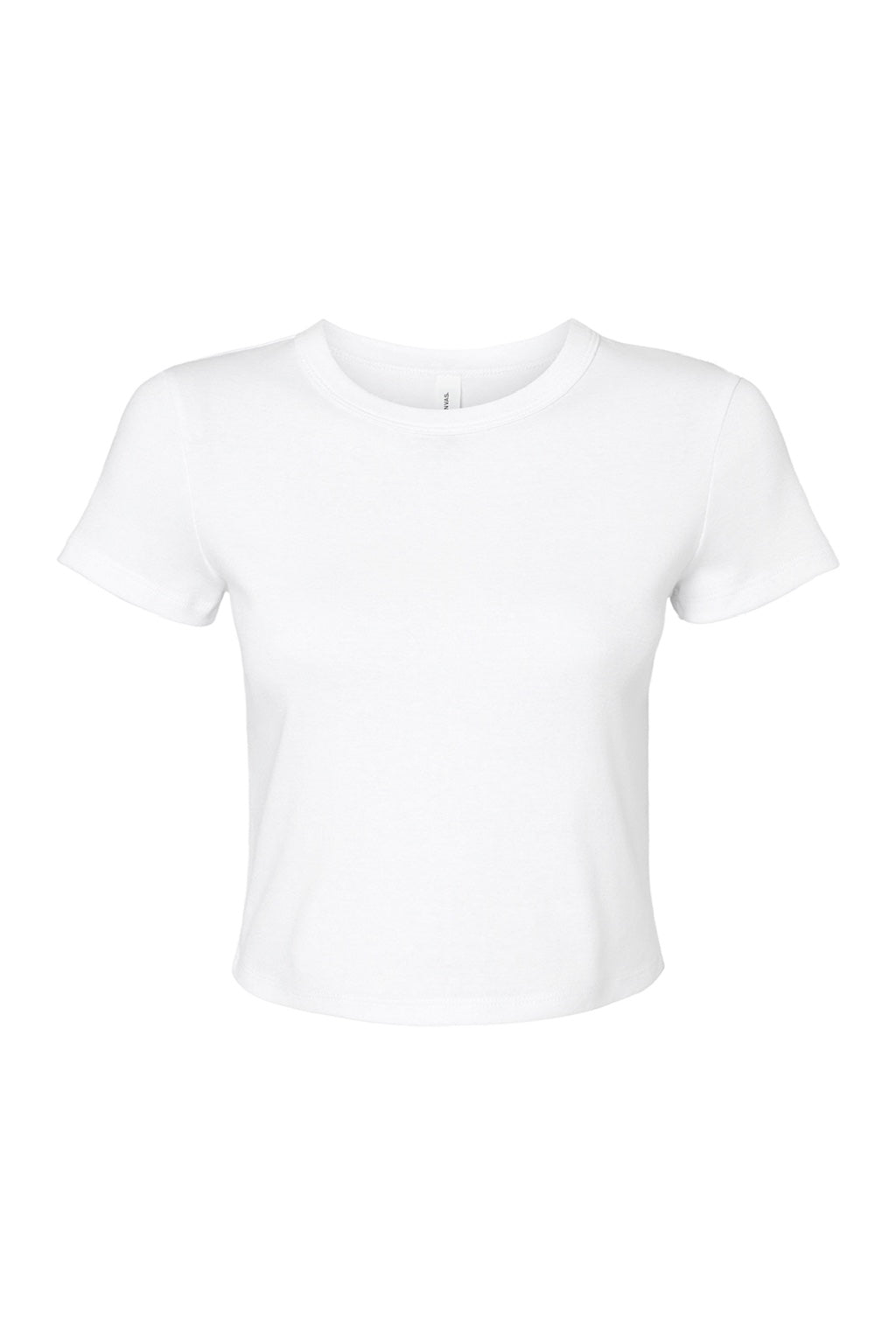 Bella + Canvas BC1010/1010 Womens Micro Ribbed Short Sleeve Crewneck Baby T-Shirt White Flat Front
