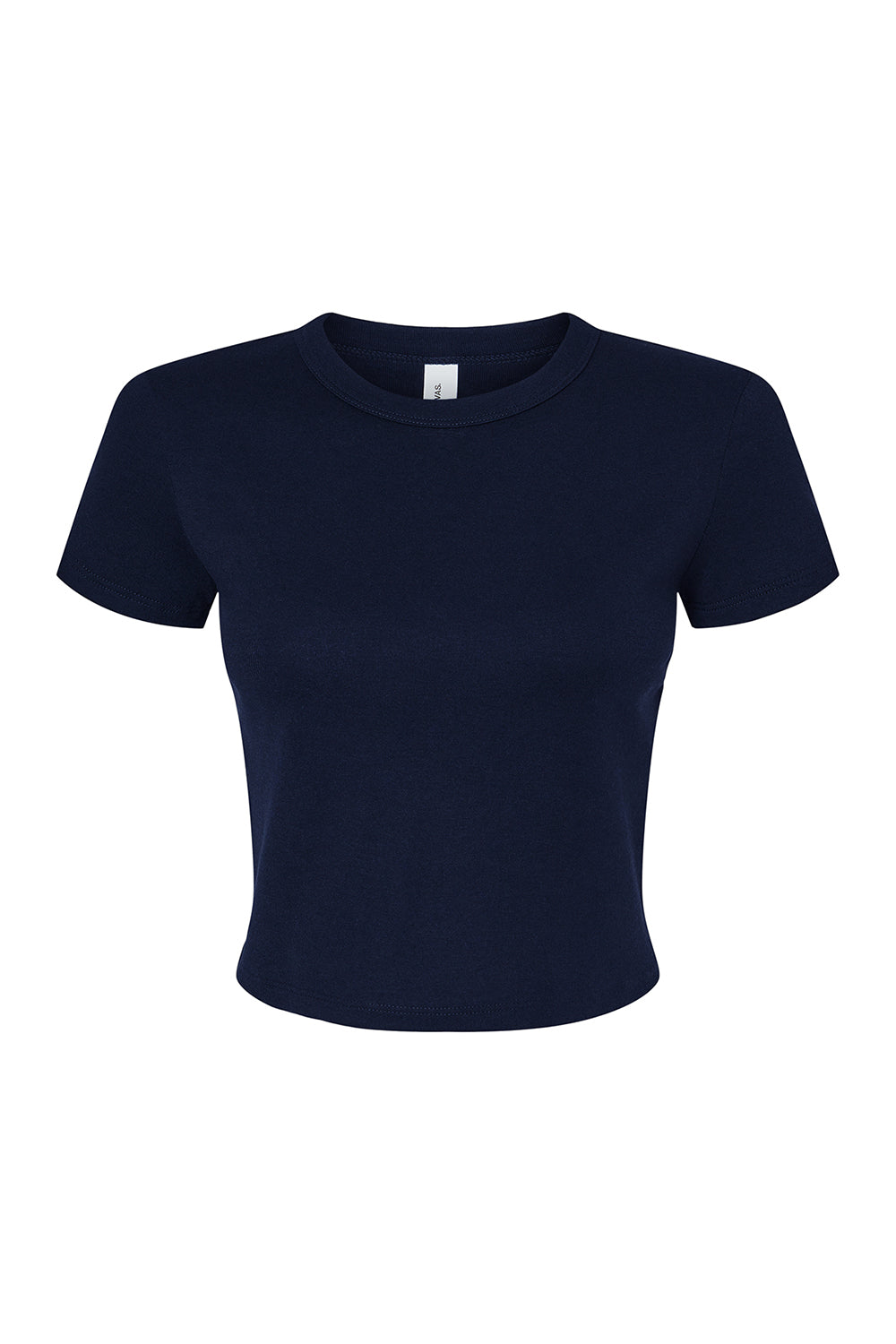 Bella + Canvas 1010BE Womens Micro Ribbed Short Sleeve Crewneck Baby T-Shirt Navy Blue Flat Front