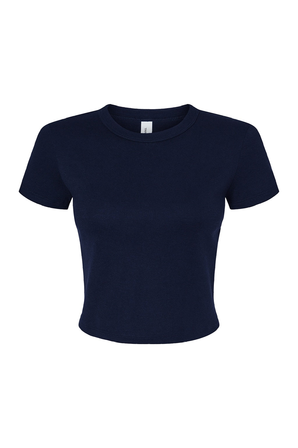 Bella + Canvas BC1010/1010 Womens Micro Ribbed Short Sleeve Crewneck Baby T-Shirt Navy Blue Flat Front