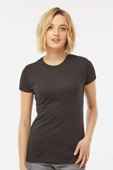 Tultex 240 Womens Poly-Rich Short Sleeve Crewneck T-Shirt Black Model Front