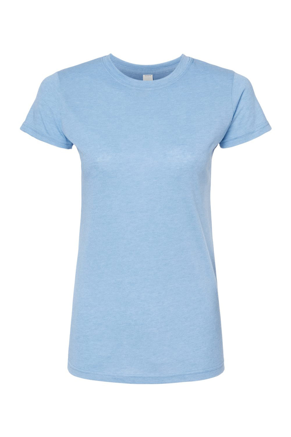 Tultex 240 Womens Poly-Rich Short Sleeve Crewneck T-Shirt Heather Athletic Blue Flat Front