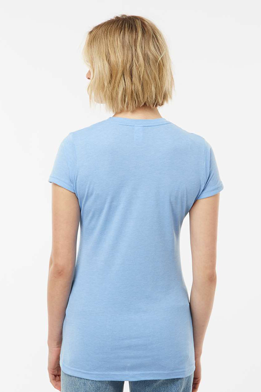 Tultex 240 Womens Poly-Rich Short Sleeve Crewneck T-Shirt Heather Athletic Blue Model Back