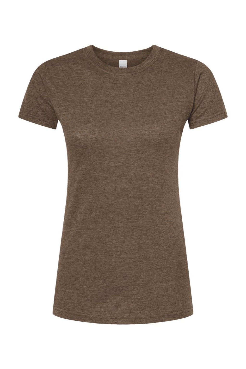 Tultex 240 Womens Poly-Rich Short Sleeve Crewneck T-Shirt Heather Brown Flat Front