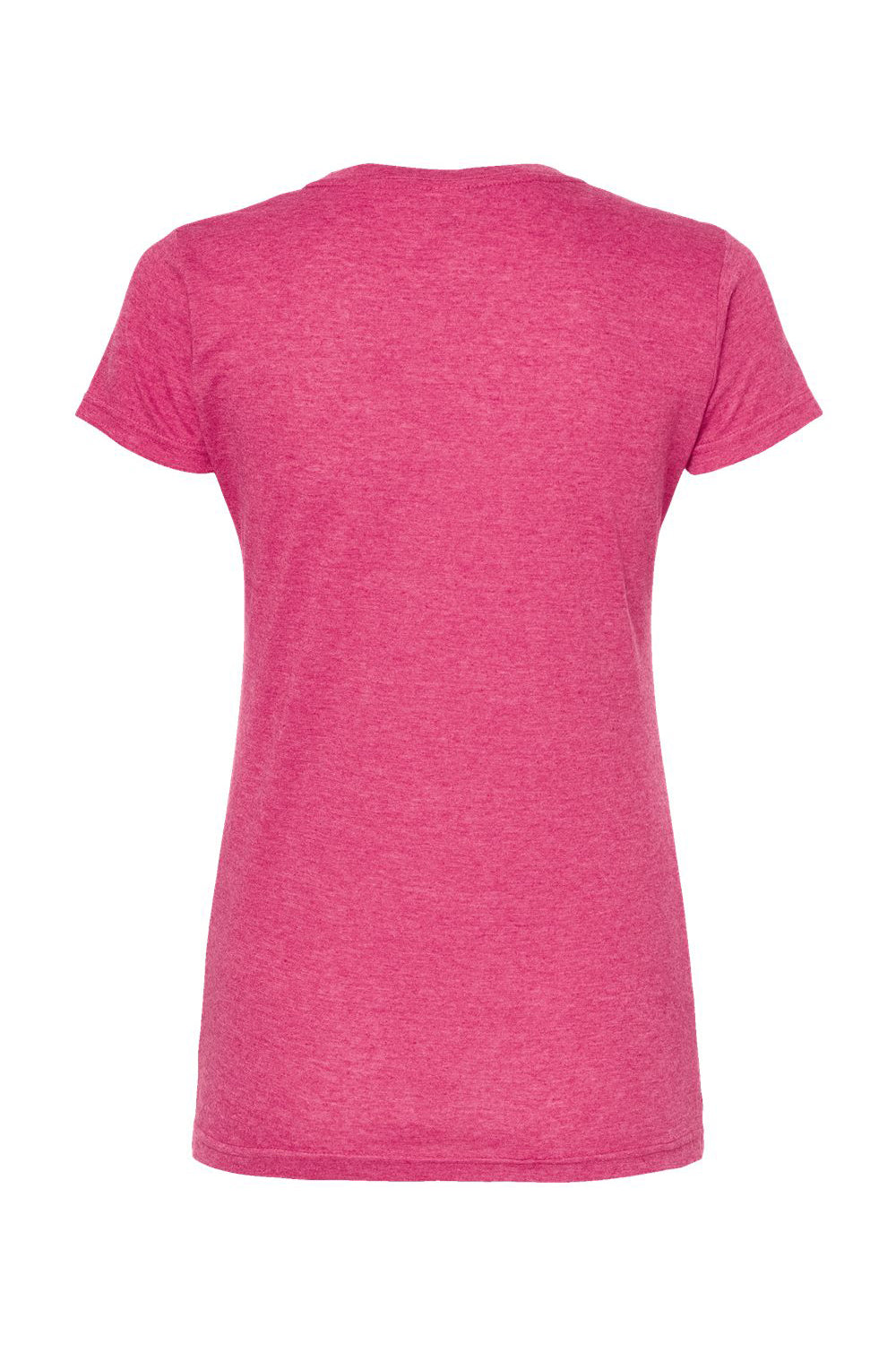 Tultex 240 Womens Poly-Rich Short Sleeve Crewneck T-Shirt Heather Fuchsia Pink Flat Back