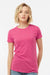 Tultex 240 Womens Poly-Rich Short Sleeve Crewneck T-Shirt Heather Fuchsia Pink Model Front