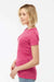 Tultex 240 Womens Poly-Rich Short Sleeve Crewneck T-Shirt Heather Fuchsia Pink Model Side