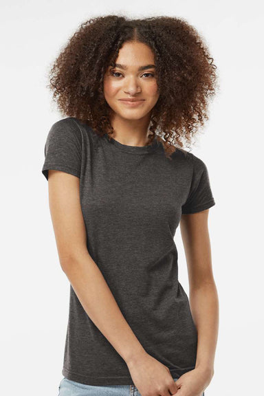 Tultex 240 Womens Poly-Rich Short Sleeve Crewneck T-Shirt Heather Graphite Grey Model Front