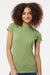 Tultex 240 Womens Poly-Rich Short Sleeve Crewneck T-Shirt Heather Green Model Front