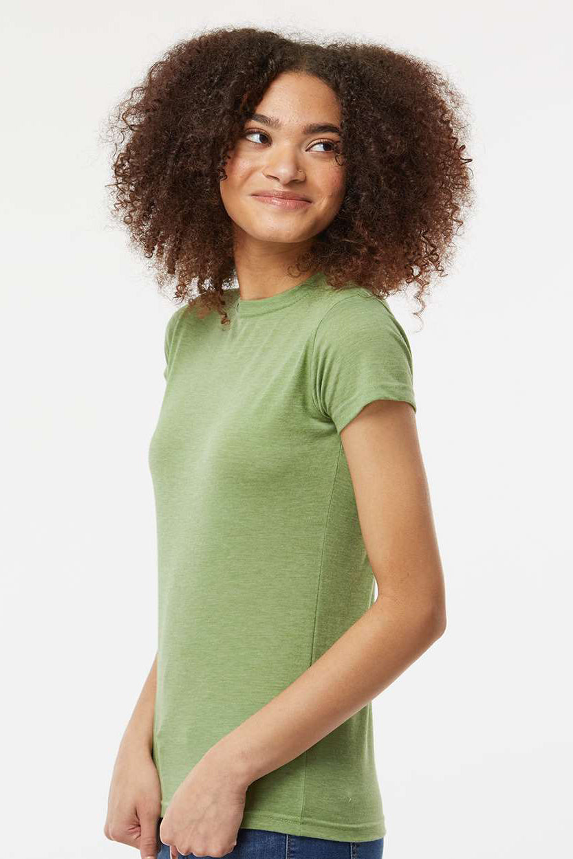 Tultex 240 Womens Poly-Rich Short Sleeve Crewneck T-Shirt Heather Green Model Side