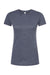 Tultex 240 Womens Poly-Rich Short Sleeve Crewneck T-Shirt Heather Navy Blue Flat Front