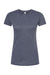 Tultex 240 Womens Poly-Rich Short Sleeve Crewneck T-Shirt Heather Navy Blue Flat Front