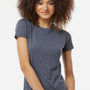 Tultex Womens Poly-Rich Short Sleeve Crewneck T-Shirt - Heather Navy Blue - Closeout