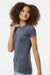 Tultex 240 Womens Poly-Rich Short Sleeve Crewneck T-Shirt Heather Navy Blue Model Side