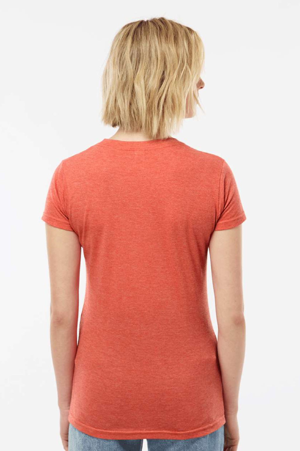 Tultex 240 Womens Poly-Rich Short Sleeve Crewneck T-Shirt Heather Orange Model Back